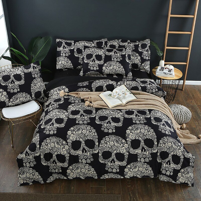 Flower-Skull-Beddings-and-Bed-Sets-Black-Color-Duvet-Cover-King-Size-Luxury-Sugar-Skull-Bedding-1