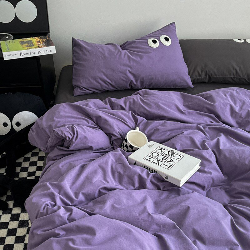 White-Eyeglasses-Embroidered-Bedding-Set-Nordic-Duvet-Cover-Adult-Bedding-Set-Simple-Solid-Color-Washed-Cotton-1